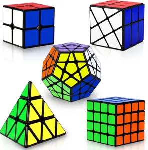 5PCS Speed Cube Set 2x2 4x4 Pyraminx Megaminx Puzzle Cubes for Kids & Adults