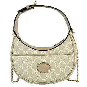 Pre-owned GUCCI Fabric Shoulder Bags GG Logo Supreme Interlocking G Patch Half Moon Hobo Shoulder Bag
