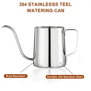 Small Watering Can for Indoor Plants, Mini Indoor Watering Can with Long Spout and Handle 12 Oz / 350 ml Rust-Proof 304 Stainless Steel Material Garden Sprayer Garden Hose Metal