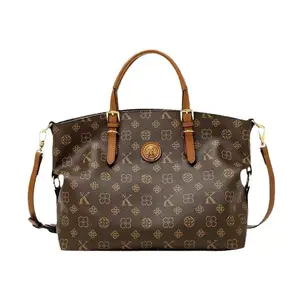 New Style Genuine Leather Women's Bag High-End Square Handbag Fashion One-Shoulder Cross-Body Bag with Gold Buckle and Brown Strap  work  to  te