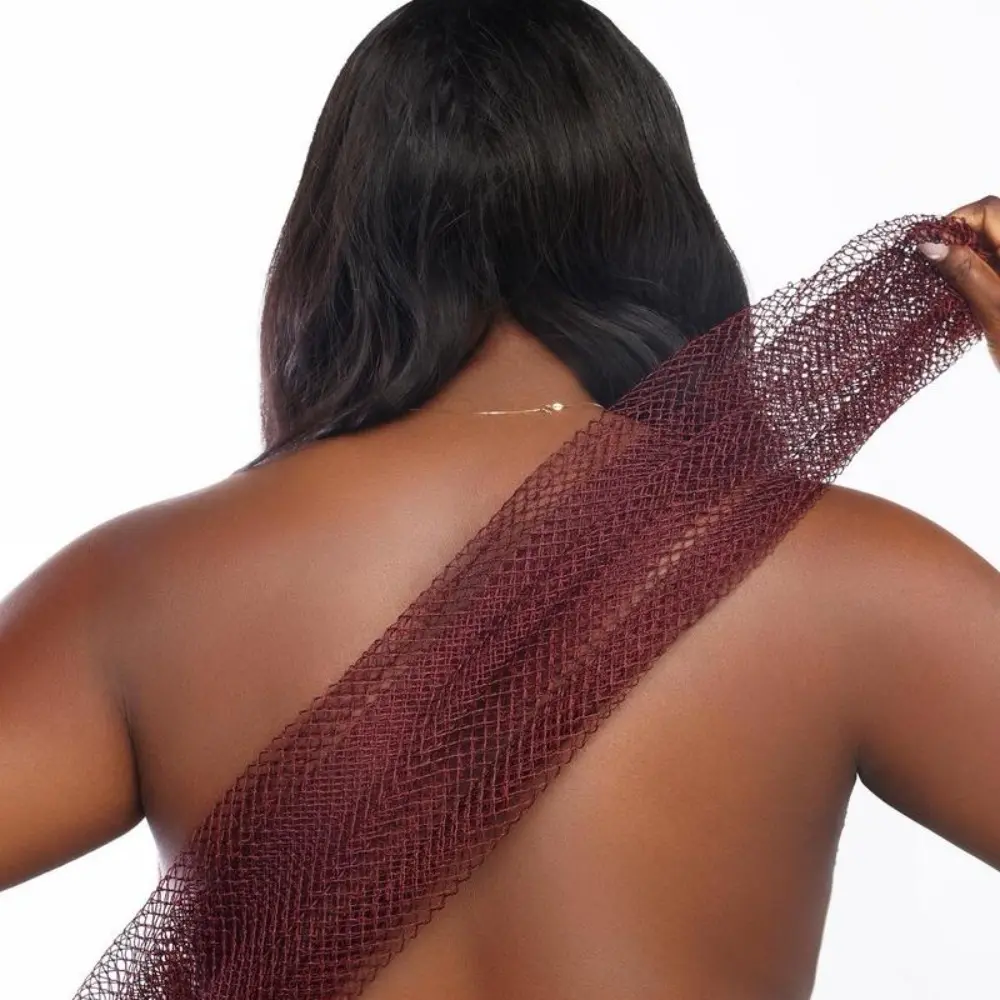 2 pieces of African exfoliating net sponge, African Net Sponges, ethically sourced from Nigeria, net sponge, exfoliating, porous, hygienic and quick-drying, sauna net, bath towel, back pull strip, elastic bath strip, foaming net, Exfoliating Net Loofah