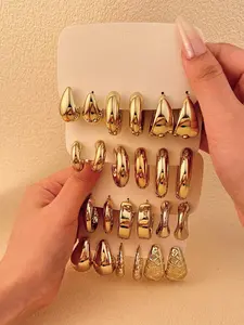 Women's Elegant Boho Style Hoop Earrings, Gold Earrings Set, High Quality Earrings, Gifts for Girlfriend, Fashion Minimalist Hoop Earring Stack for Party, Daily Decor, Trendy All-match & Exquisite Jewelry for Birthday Gift