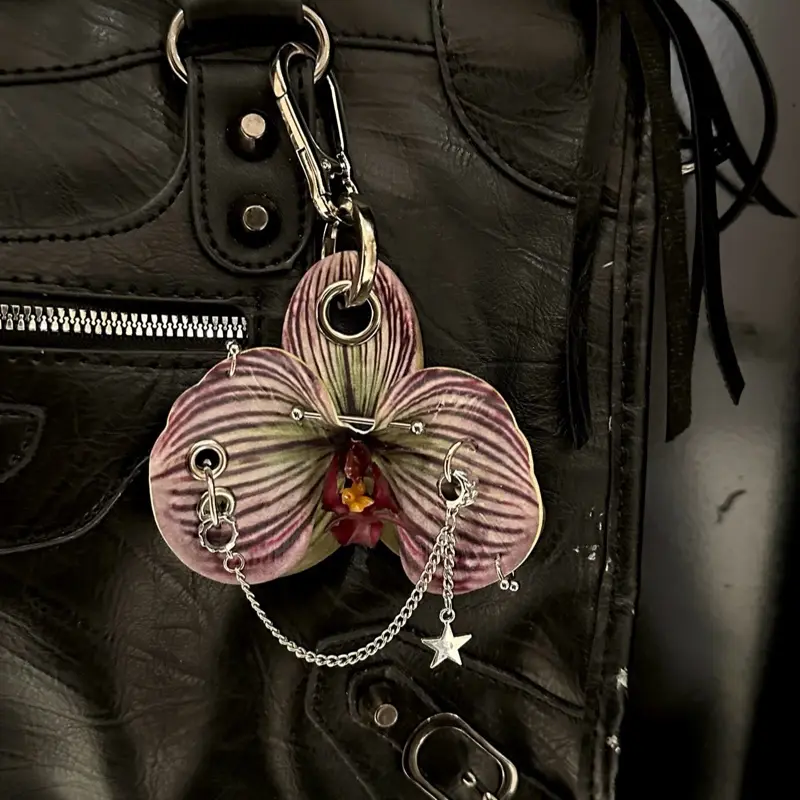 Pierced Orchid Bag Charm