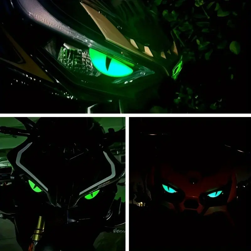 3D Cat Eye Motorcycle and Car Decals Glow-in-the-Dark Rubber Stickers Stunning Little Devil Design Elevate Your Vehicle's Exterior Aesthetics Motorcycle Decoration