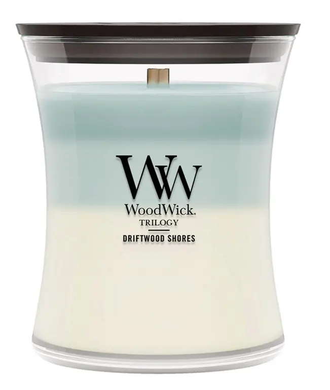 DRIFTWOOD SHORES WoodWick 10oz Jar Candle Burns 100 Hours - 3 in One