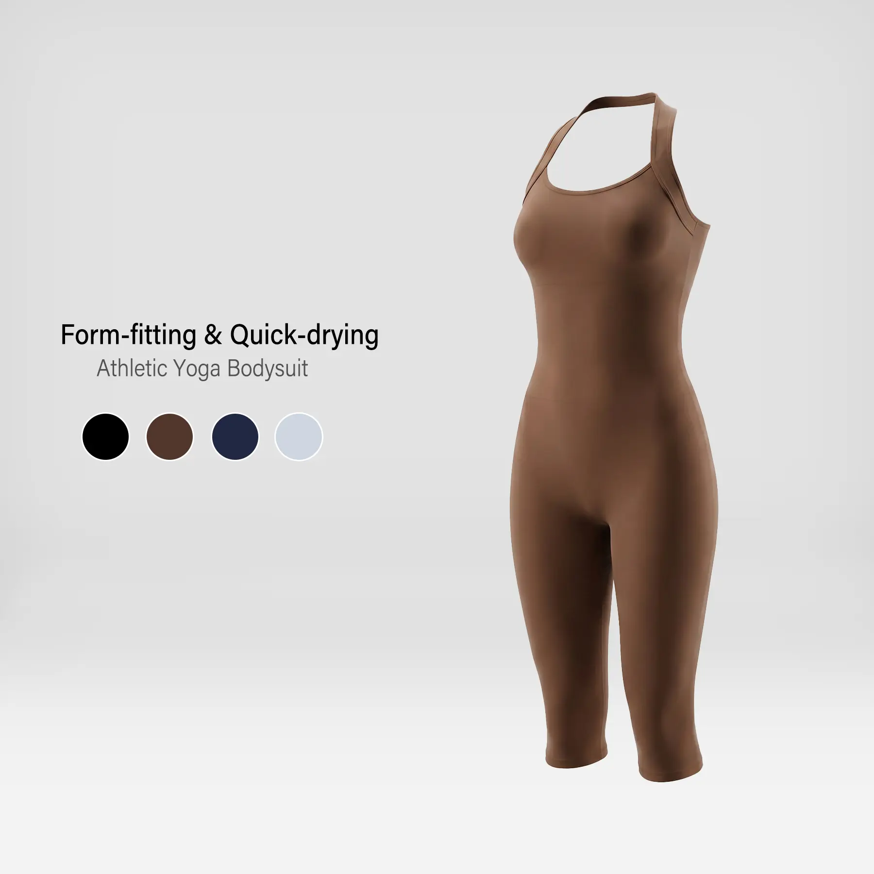 Women's Nylon Blend Seamless Racerback Cut Slim-Fitting 1-Piece Suit Capri Bodysuit - Sleeveless Tank Romper, Quick Dry, Body Shaping, Athletic Chic Gym Yoga Workout Activewear