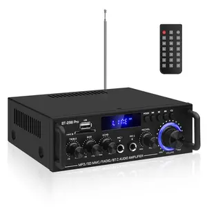298Pro Receiver for Speakers, 5.0 Bluetooth Receiver for Home Stereo,RMS 400Wx2 Power Amp, Bass Treble Control,USB/SD/RCA/MIC/FM Adapter Audio Digital Amplifier Card Compact Remote Smartphone