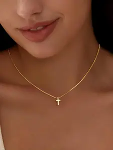Elegant Cross Necklace for Women, Minimalist Chain Necklace, Copper Chain Jewelry, Faith Necklace, Cross Chain Design, Simple Religious Jewelry, Religious Symbolism, Perfect Exquisite Jewelry Gift for Christian Ladies, Daily Wear Accessory