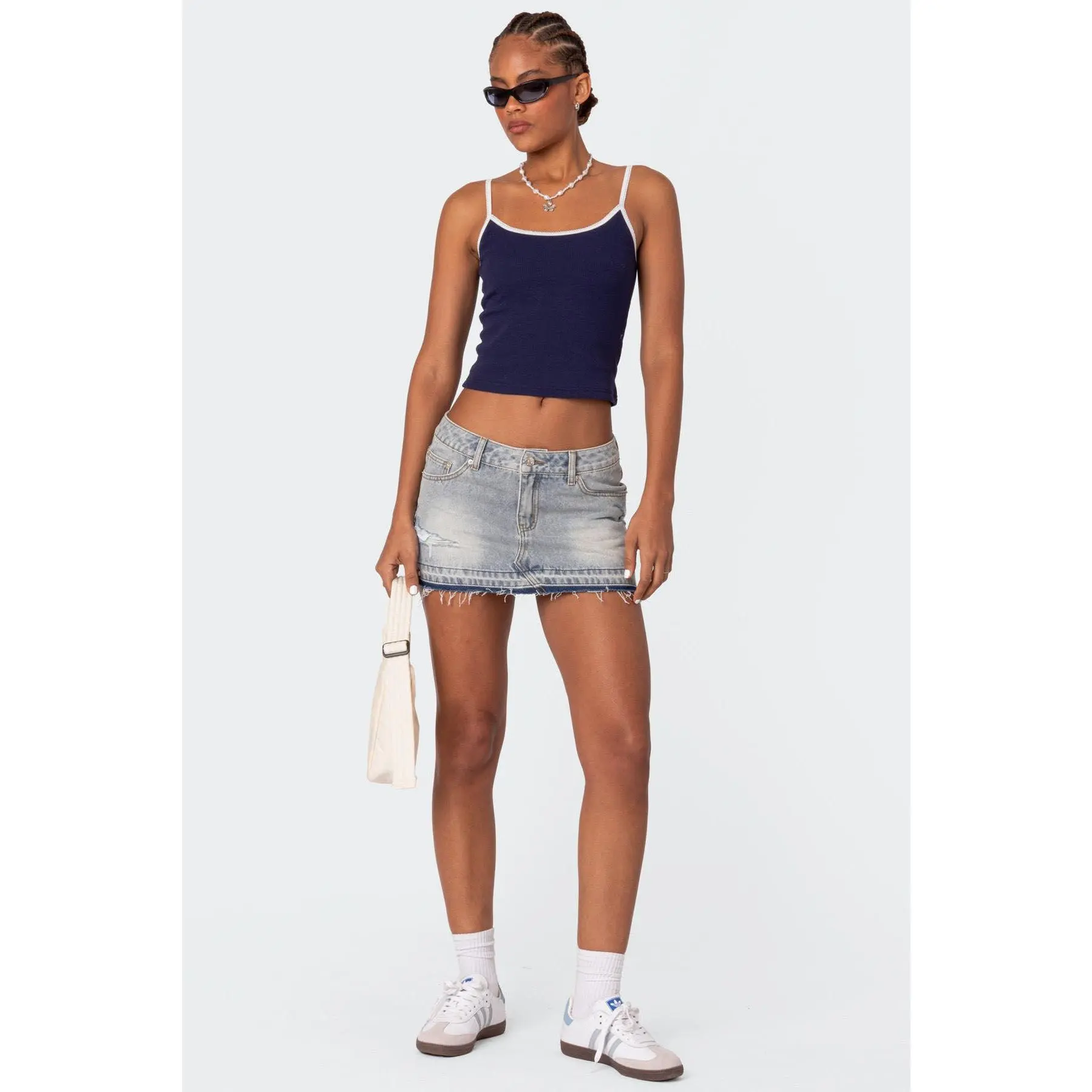 Edikted Women's Priyanka Distressed Denim Mini Skirt - Multicolor