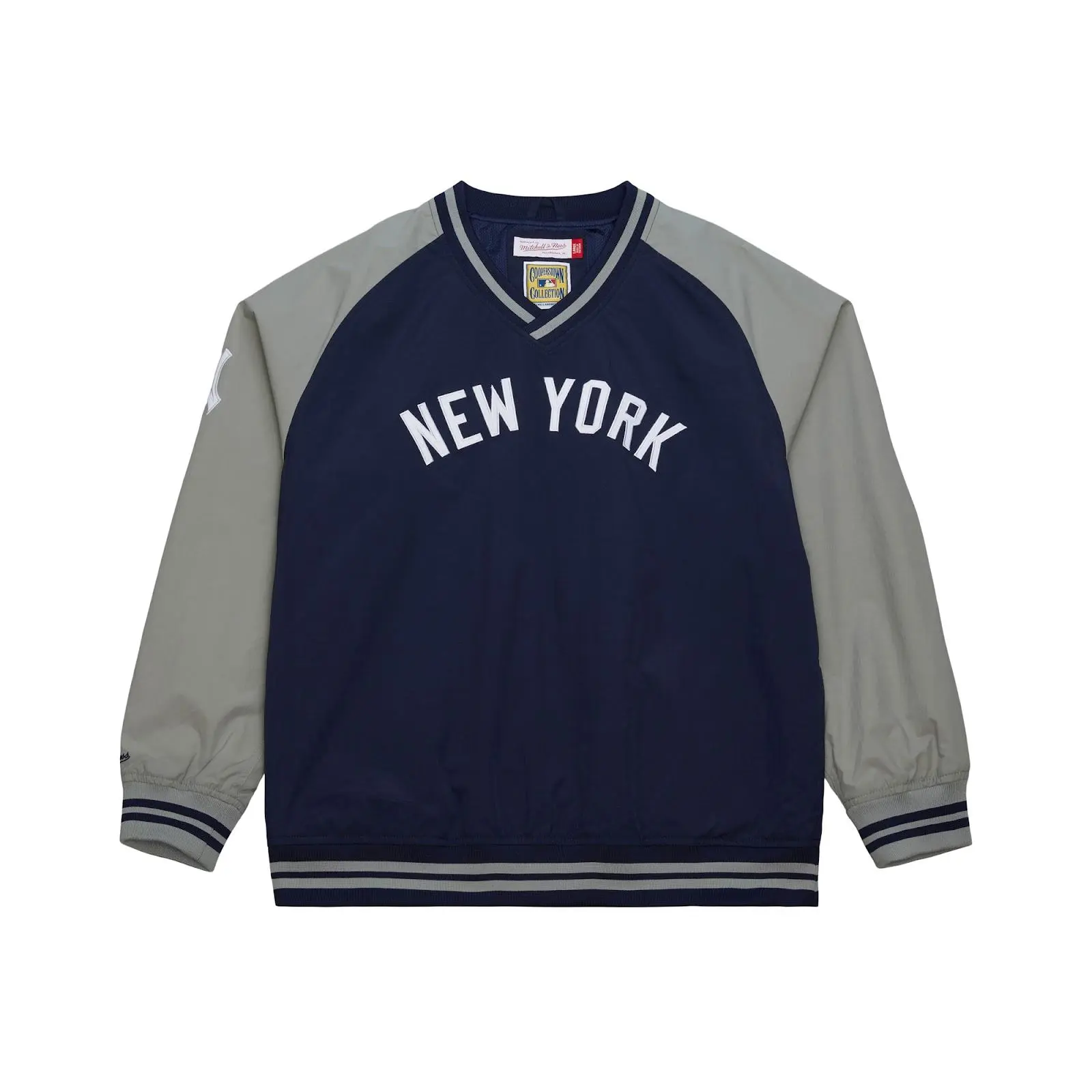 Men's Navy/Gray New York Yankees Cooperstown Collection Vintage Pullover MLB Throwback Outerwear Fan Gear Mitchell & Ness