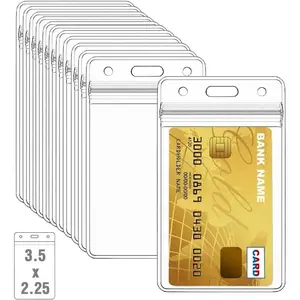 100 count Clear Plastic Vertical Name Badge ID Card Holders