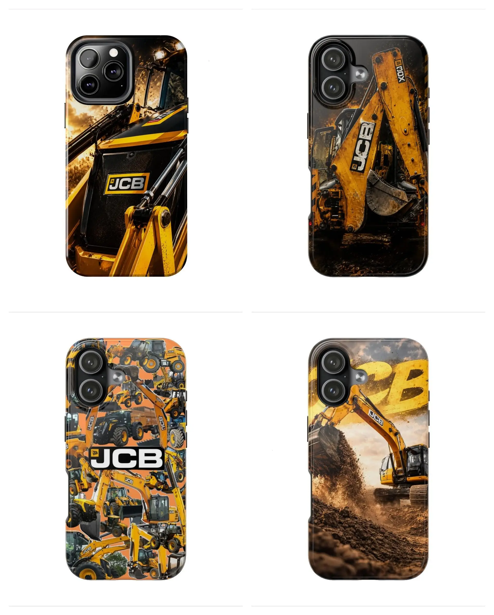 JCB Heavy Machinery Collage for Construction Equipment Fans  for iPhone 17 - 11 Pro Max Plus Mini X XR XS 7 8 Plus or SAMSUNG GALAXY S26 - S21 Ultra Plus