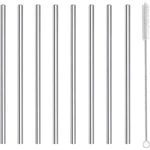 Straws Short Stainless Steel Straw 6 Inch,  Metal Small Mini Bar Drinking Straws Set with Cleaner Brush for  Rock Gin Glass Coffee Mason Jar Tumblers Juice Box,  8 count