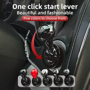 Car Joystick Push Start Button Cover, Carbon Fiber Cool Metal Vehicle Engine Starter Stop Button Rocker, Auto Interior One-Touch Push to Start Protector, Universal for Vehicles