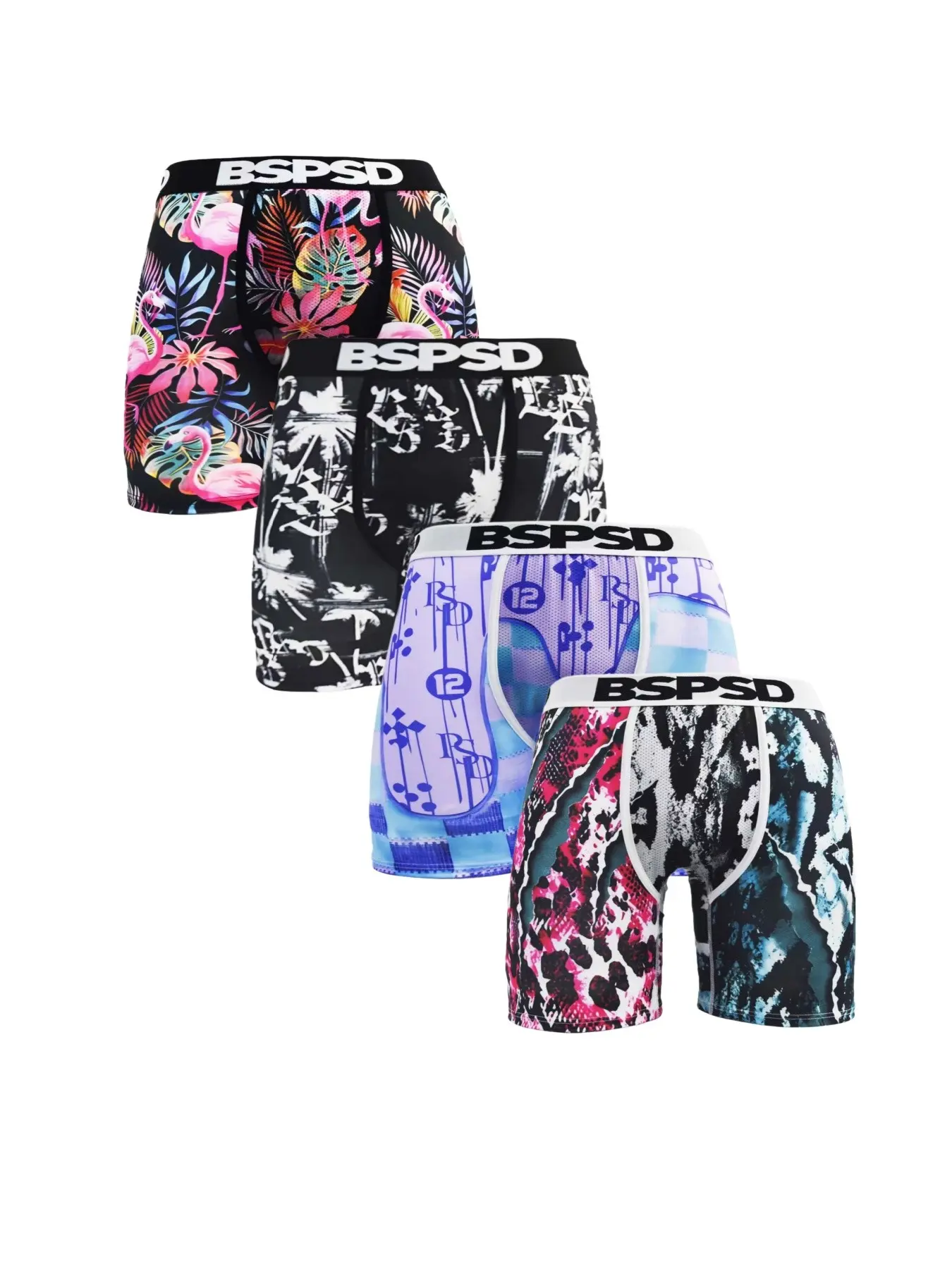 4Pcs Men's Underwear All Seasons Boxers Comfortable Fitted Breathable Sporty Boxershort Fashion Printed Mens Underpanty Daily Wear Stretchy Boxer Pants Stretch Boxer Shorts