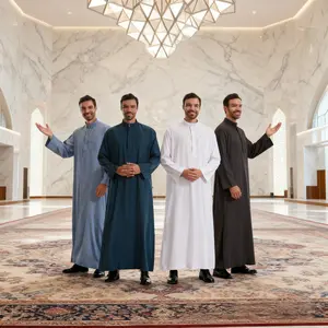 Men's Middle Eastern Thobe - Stand Collar with Buttons, Plus Size/Oversized, Southeast Asian Ethnic Style moroccan thobe haute  hijab authentic saudi traditional arabic robe islamic clothing fashion men