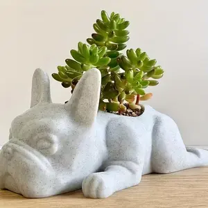 Resin French Bulldog Planter Pot, Succulent and Cactus Plant Stand, Garden Decoration Resin Flower Pot, Indoor Outdoor Decorative Dog Shape Container