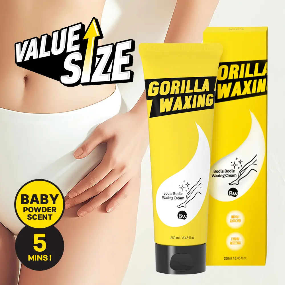 [GORILLA WAXING] Bodle Bodle Gentle Hair Removal Cream for Sensitive Skin 1 Pack (250ML) / 2 Pack (500ML)– Smooth & Painless Depilatory with Shea Butter, Tea Tree & Centella, Baby Powder Scent