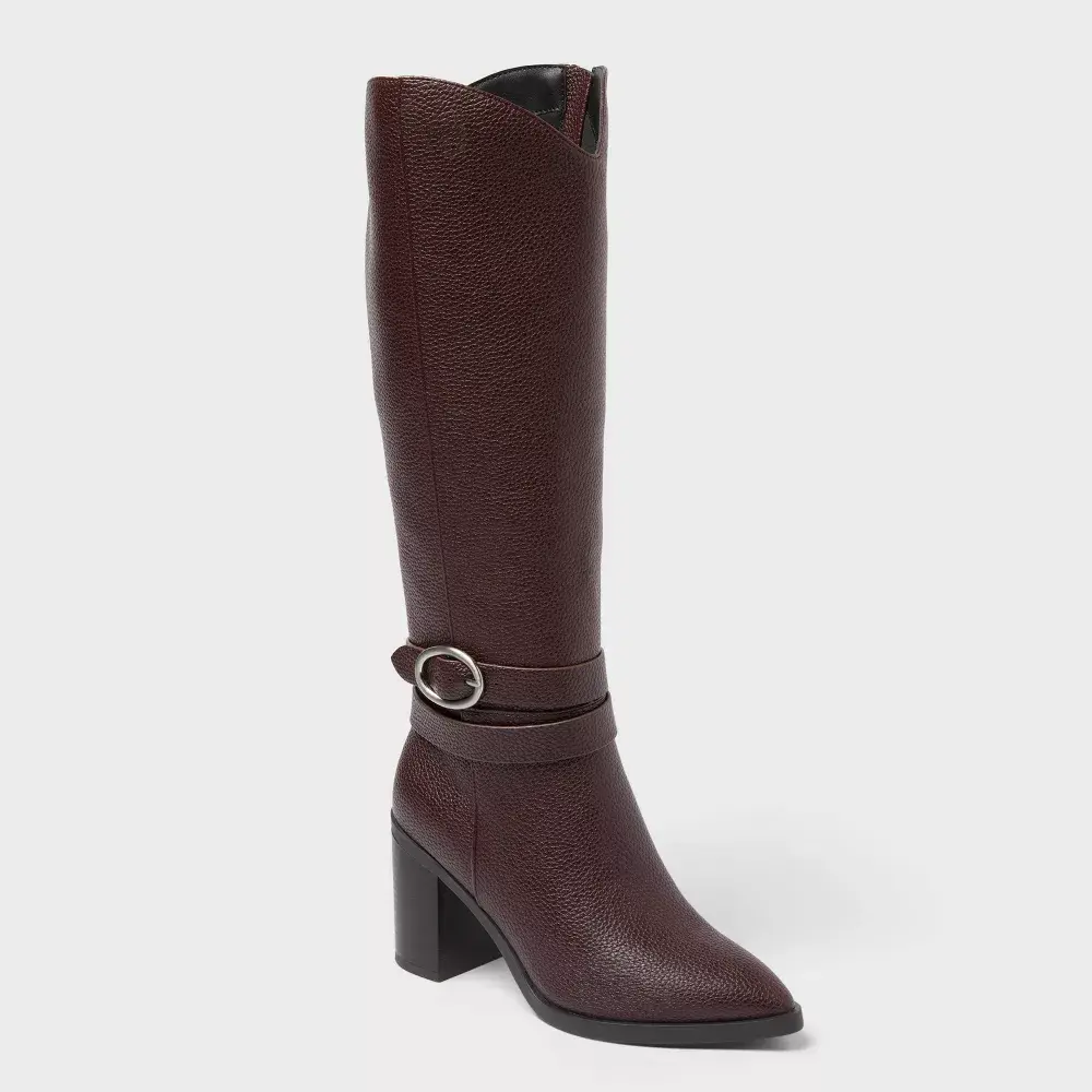 Women’s Rhonda Under Knee Heeled Boots with Memory Foam Insole - A New Day