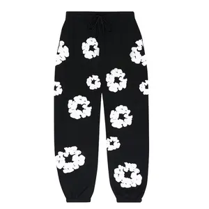 Denim Tears The Cotton Wreath Logo Sweatpants Black White