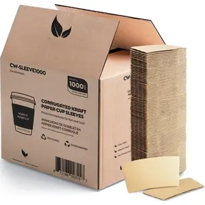 Paper Hot Cup Sleeve Jacket Holder | Corrugated Cardboard Protective Hot And Cold Insulator | Espresso Coffee Milk  Beverage And Hand Protector (, 1000)