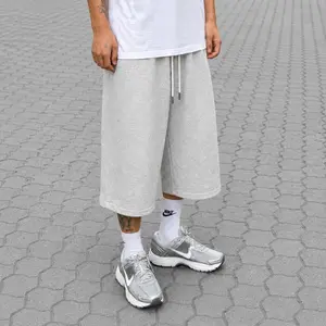 Mens 3 4 Length Wide Leg Sweatpants Capri Joggers Cropped Lounge Pants with Elastic Waist Drawcord Side Pockets Summer Outfit Streetwear Jogger Pants Casual Travel Workout Daily Wear Relaxed Fit Below Knee Pants
