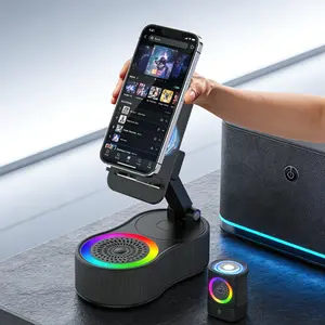 Joytutus Cell Phone Stand Wireless BT Speaker 4-in-1 Charging Holder 360° Rotation Foldable 9D Surround Sound Anti-Slip Base for Home & Outdoors - Smartphone