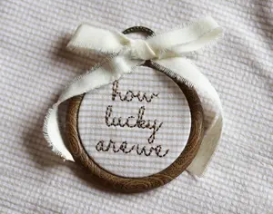 How Lucky Are We Embroidered Hoop