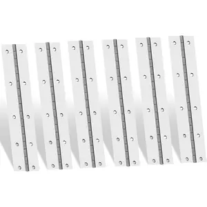 6Inch Stainless Steel 304 Continuous & Piano Hinges, 6 count Heavy Duty Nickle Continuous Hinges Piano Boat Hinge, 0.04" Thickness Folding Cabinet Door  Hinge
