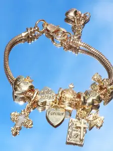 Women's Charm Bracelet, Stunning Cross Bible Heart Crown Angel Pendant Snake Bone Chain Jewelry, Personalized Daily Party Outfit Accessory, Jewelry Gift Distinctive