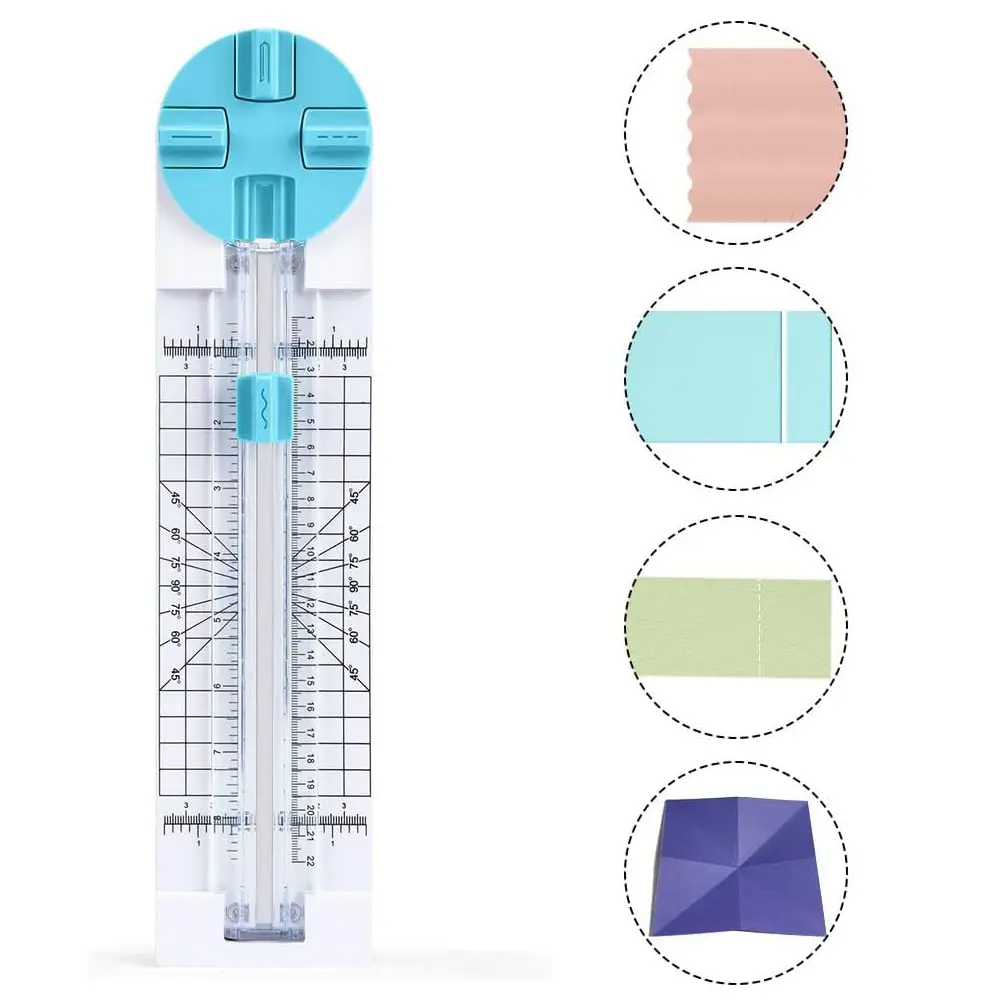Multifunctional Craft Paper Cutter - 4-Style Office Cutting Supply with Straight, Wavy, Dotted, Perforated Blades, for Scrapbook Materials, Greeting Cards, Handmade Crafts, Photos, Home Office, Wedding (Pink, Blue)Perfect for back-to-school season