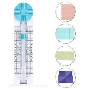 Craft Paper Cutter: 4-Style Multifunction Scrapbooking Tool with Straight, Wavy, Dotted, and Perforated Blades, Suitable for Handmade Craft Paper, Photos, Postcards (Pink, Blue)