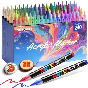 Acrylic Paint Markers 240 Colors - Automatic Ink Control System, Waterproof & Quick-Dry Paint Pens for Rock, Ceramic, Wood, Glass Canvas Painting, DIY Craft Kits