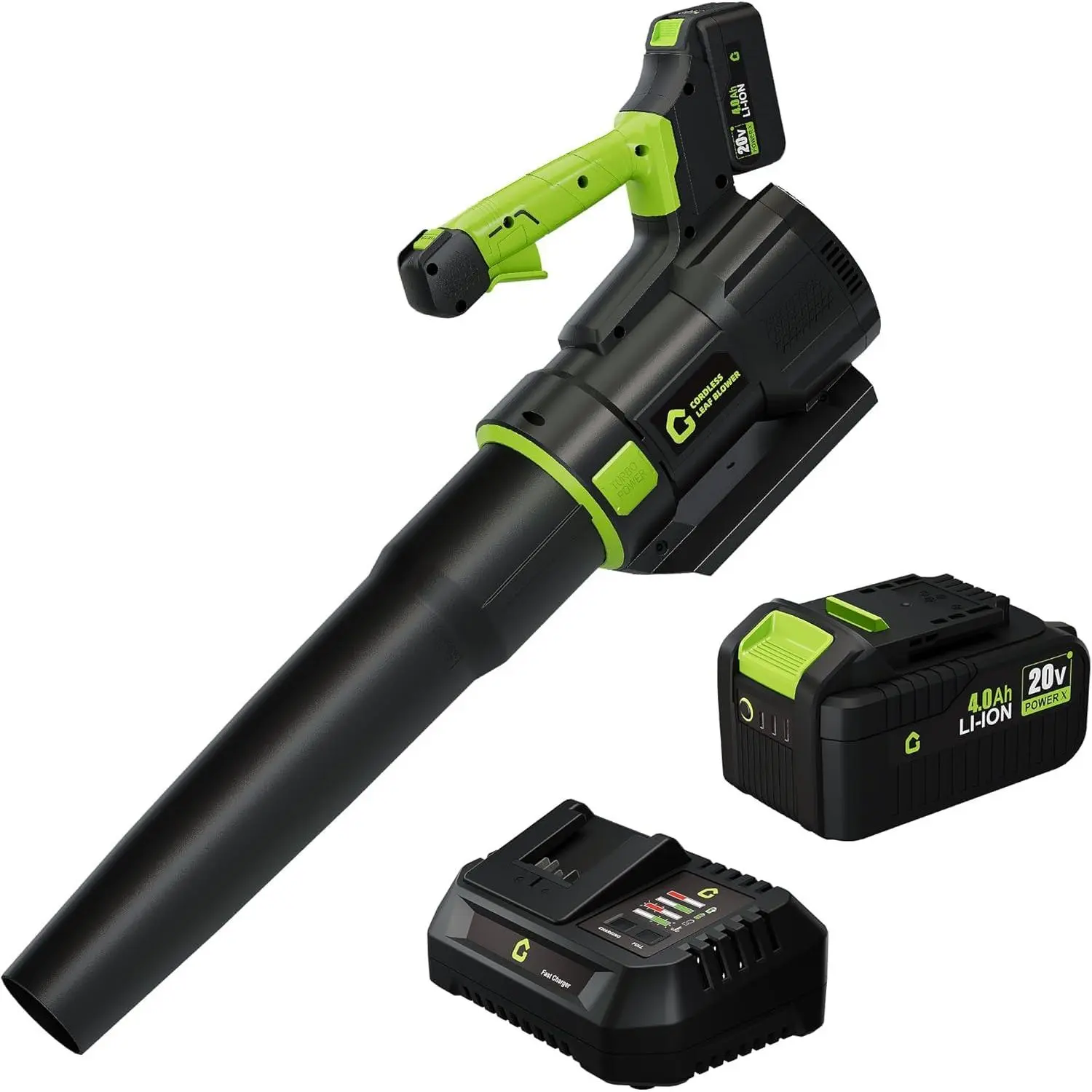 Garvee 20V Cordless Leaf Blower with 650 CFM and 200 MPH, Lightweight and Battery-Powered Handheld Blower Featuring Variable Speed, Includes 4.0Ah Lithium-Ion Battery and Charger for Lawn, Yard, Patio, and Garden Use