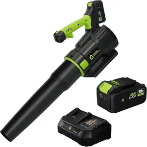Garvee 20v Cordless Leaf Blower – 650 CFM, 200 MPH Electric Lawn & Yard Blower with Variable Speed, Lightweight Battery-Powered Handheld Leaf Blower with 4.0Ah Battery & Charger-Green