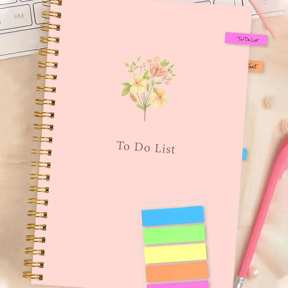 Daily Planner Notebook, Spiral Bound Flower Design To Do List Tracker, Undated To Do Task Priorities and Notes Notebook, Perfect School Or Office Supplies, Day Planner, Productivity Planner