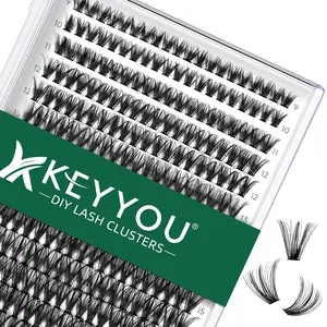 KEYYOU Lash Clusters 300pcs Individual Lashes 40D 0.07D Curl 9-18MIX DIY Eyelash Extension Large Tray Volume Soft&Natural Cluster Lashes(40D-0.07D,9-18MIX)
