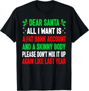 Funny Christmas Shirts For Women Men Adult Dear Santa T-Shirt Pure Cotton Graphic Tees Menswear Top: Gifts for Men & Women