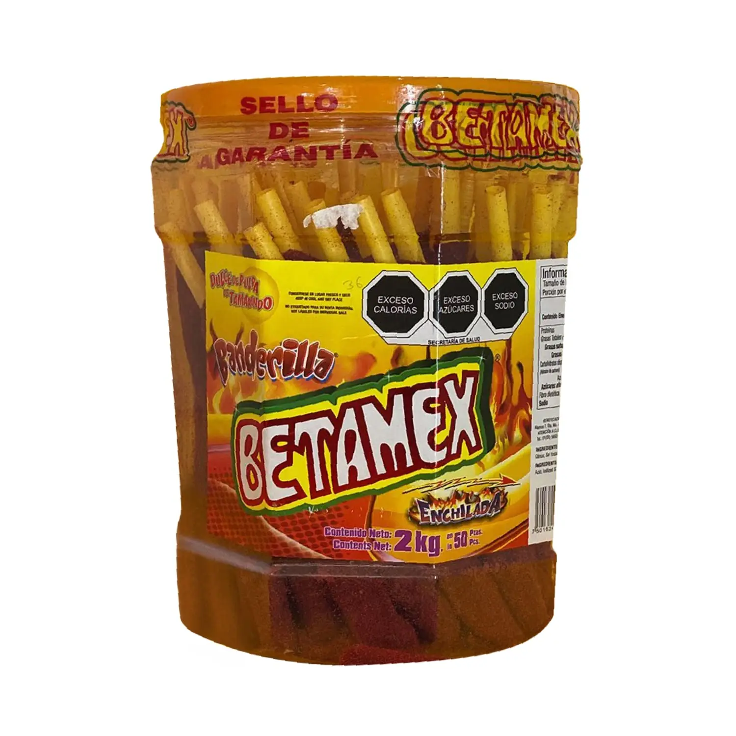 BETAMEX Tamarind & Chili Candy Sticks 2kg Spicy Sweet Snacks Authentic Mexican Food Bonbon Sweet Gluten-Free Party Favors Sugar Salt Protein