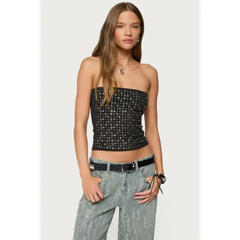 Blanco Studded Grommet Tube Top