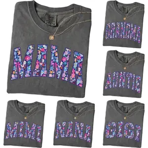 [PEPPER] Custom Comfort Colors Grandma Floral Shirt, Personalized Loving Caring Dedicated Mama Shirt, Floral Auntie Nana Mimi Gigi Lala Yaya T-Shirt