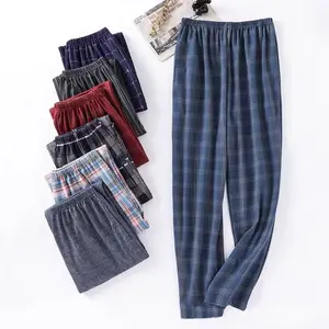 Men’s Cotton Plaid Pajama Pants – Lightweight Lounge Sleep Pants with Pockets