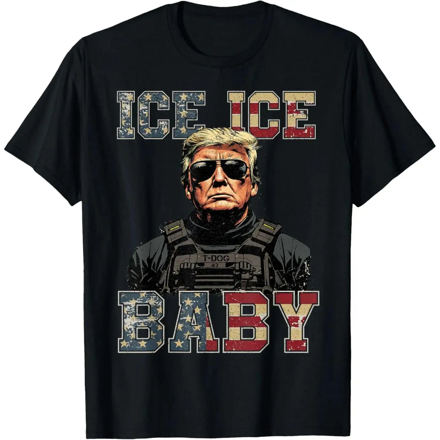 algodónVintage Ice Ice Baby Funny Trump T-Shirt Round Neck Man