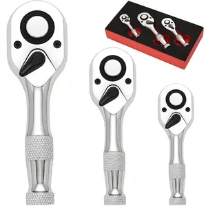 Ratchet Set 1/4 3/8 1/2 Drive Stubby Handle Wrench 72-Tooth Quick-Release Reversible Professional Hand Tool Blackfriday Christmas Gift