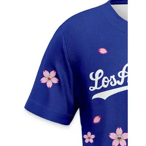 Los Angeles #17 Shohei Ohtani Men's Baseball Jersey, "Los Angeles" with Cherry Blossom Print, Los Angeles Dodgers Style, Classic Blue Color Scheme, Perfect Gift for Shohei Ohtani Fans, Baseball Shirt