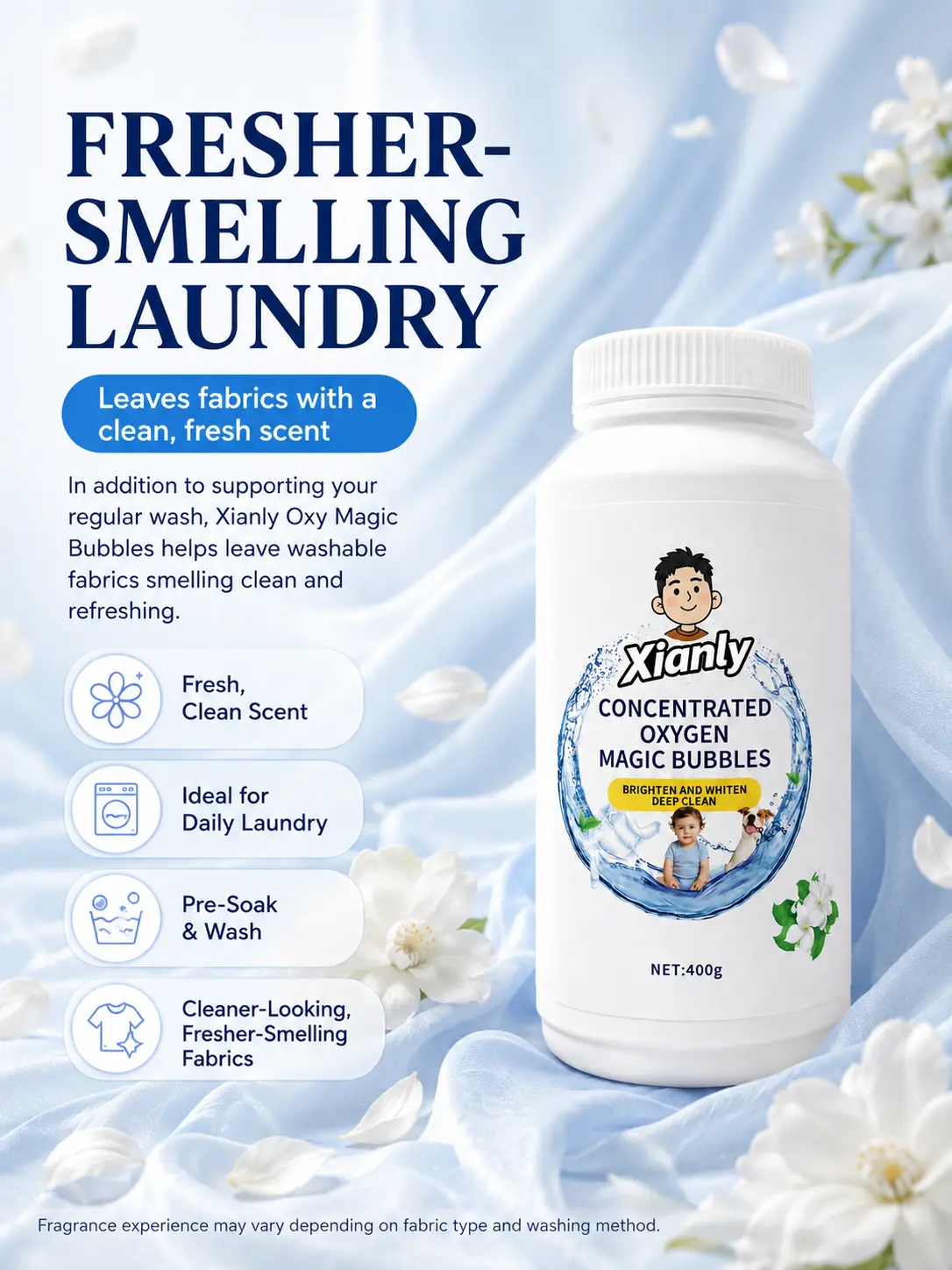 A Xianly All-Purpose Oxygen Stain Remover Powder - Household Clothing Stain Remover, Active Oxygen Laundry Booster, Multi-Surface Cleaning Solution for Floors and Stove Oven Grease, Eco-Friendly, Color-Safe Powder All-Purpose Cleaner