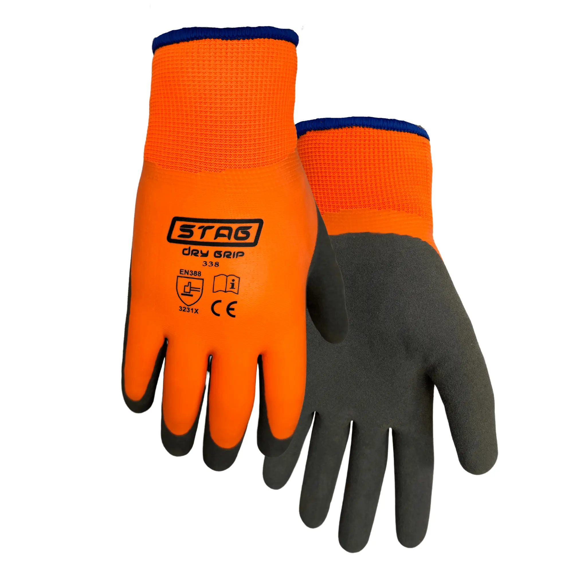 Waterproof Double-Latex Work Gloves 338 (2 Pair Bulk Pack) - Cozy Looped Terry Insulation, Secure Grip for Landscaping, Construction Work Safety Equipment