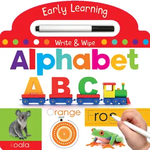 Laminated Wipe-Clean Alphabet Learning Chart, 16-Page Children's Literature & Art Book for Kids' Educational Learning Materials
