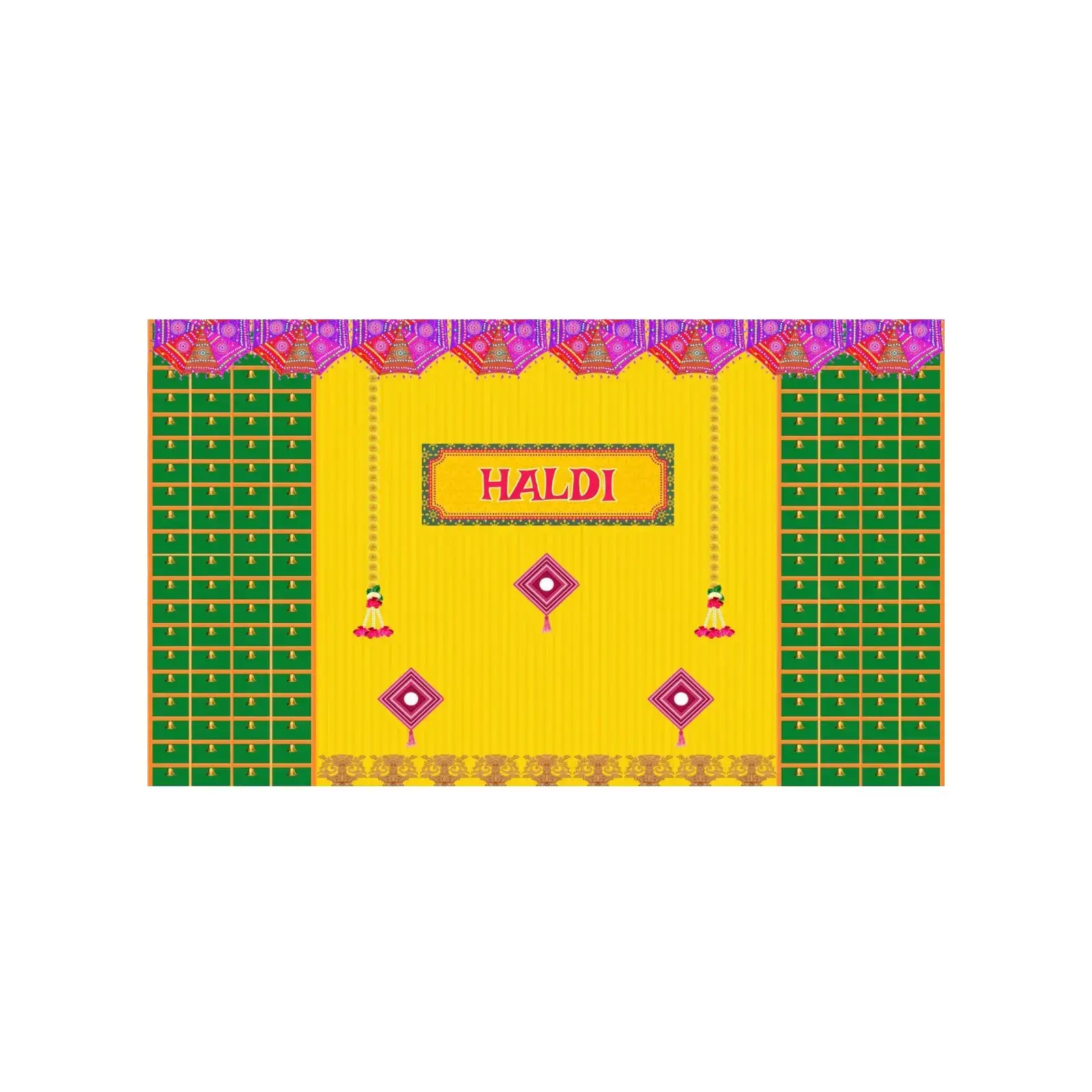 5x8 Feet Fabric Reusable Haldi Ceremony Backdrop Banner (1335)