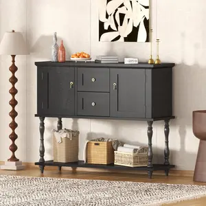 42" Farmhouse Console Table with 2 Drawers & 2 Doors, Wood Entryway Table with Storage Shelf, TV Stand for Living Room